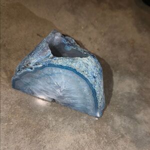 Blue Agate Geode candle holder